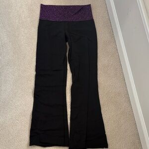 Lululemon Athletica Black Pants with Speckled Purple Waistband